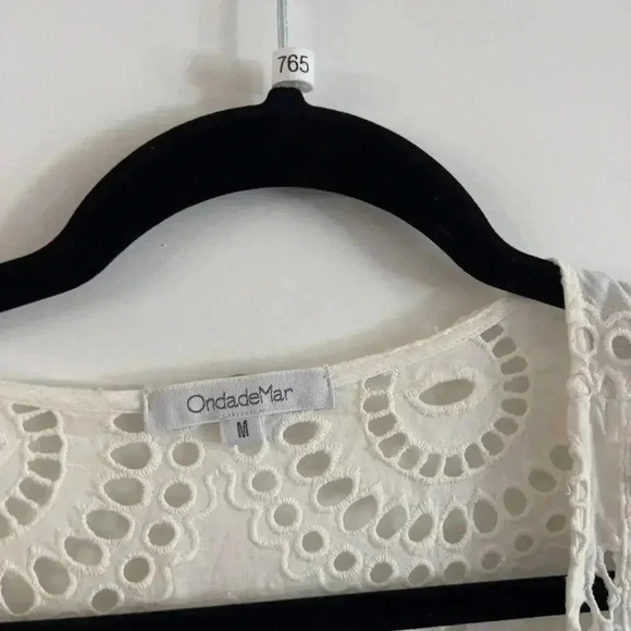 765 OndaDeMar White Eyelet Tunic Blouse Size Medium - Picture 4 of 7